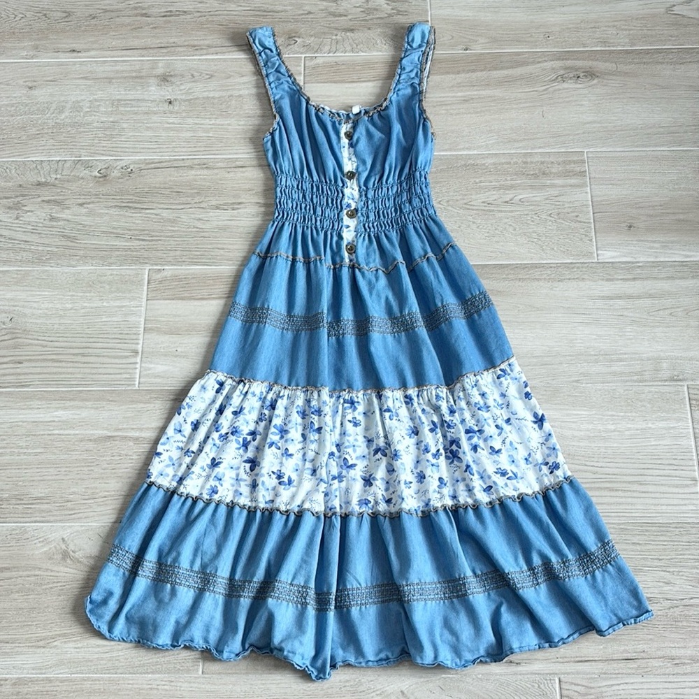 Lapis Blue and White Maxi Dress